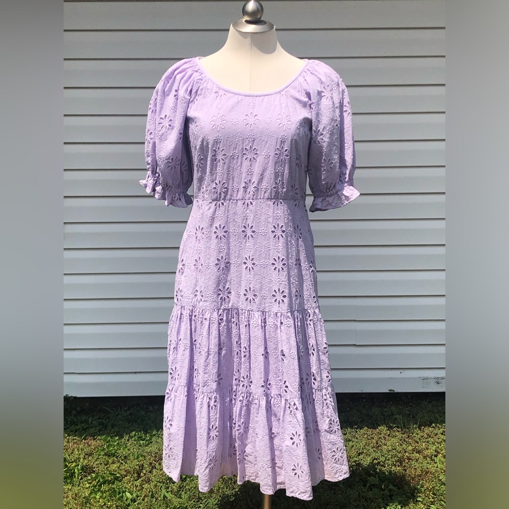 Ann Taylor 10 Petite Lavender Floral Maxi Dress - 100% Cotton